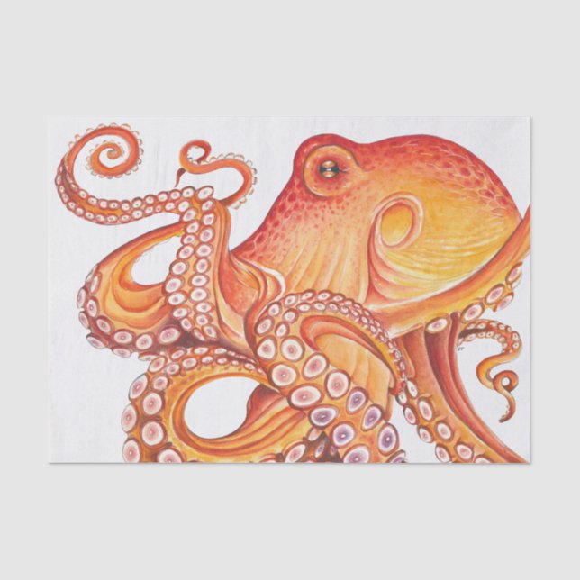 Papier Mousseline Art d'aquarelle rouge orangé (Recto)