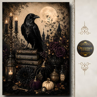 Papier Mousseline Art de grimoire de sorcière de Halloween gothique 