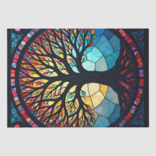 Papier Mousseline Art de verre coloré, Arbre de Vie en verre coloré