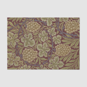 Papier Mousseline Art de vigne rouge vert William Morris