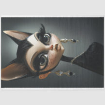 Art Déco Chat Black Lashes Découpage