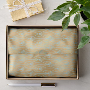 Papier Mousseline Art Déco Diamant Design, Or & Turquoise, Découpage