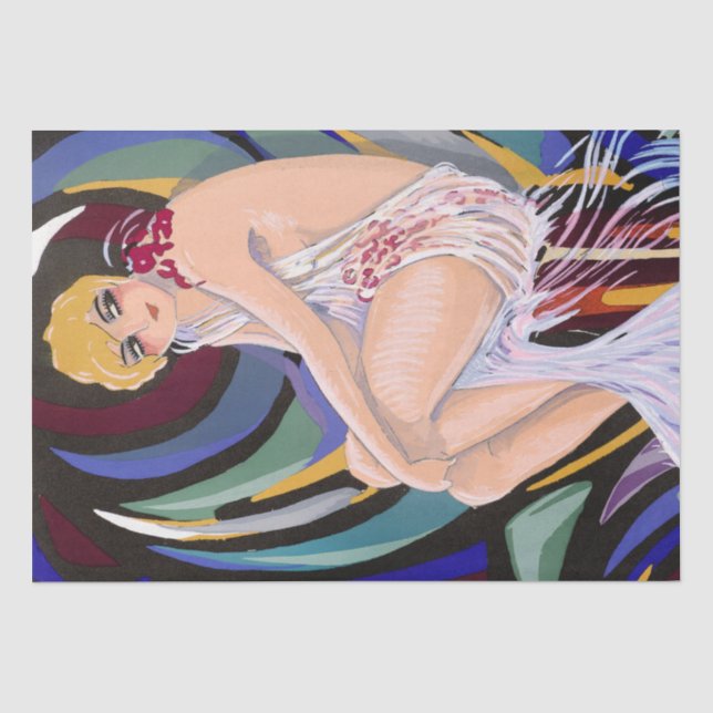 Papier Mousseline Art Déco Grand Gatsby Flapper Art (Recto)