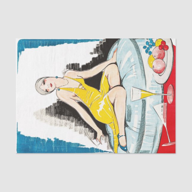 Papier Mousseline Art Déco Grande Gatsby Femme des années 1920 (Recto)