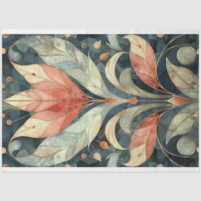 Papier Mousseline Art Déco Lotus Motif Roaring 20's géométriques (Recto)