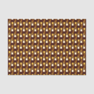 Papier Mousseline Art Déco Metallic Géométrique - Or et chocolat