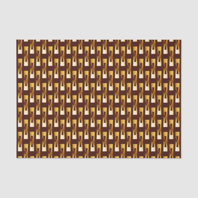 Papier Mousseline Art Déco Metallic Géométrique - Or et chocolat (Recto)