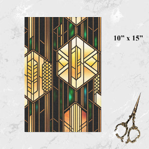 Papier Mousseline Art Déco Vitrail or Armoire Petite