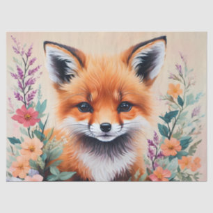 Papier Mousseline Art Floral Fox Cub