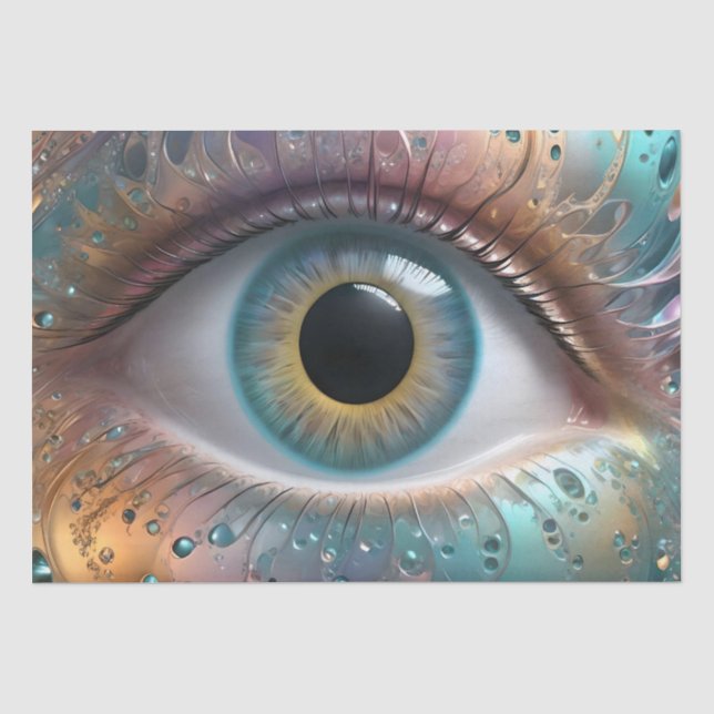 Papier Mousseline Art Fractal Blue Eyeball, (Recto)