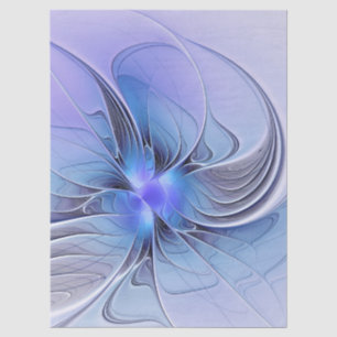 Papier Mousseline Art fractal moderne abstrait bleu lavande