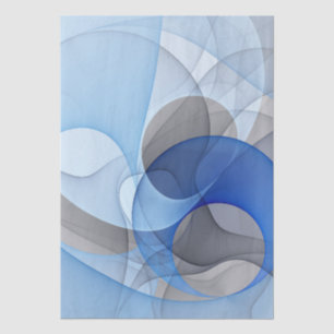 Papier Mousseline Art graphique fractal abstrait bleu gris moderne
