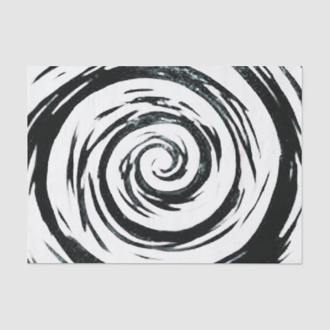 Papier Mousseline Art hypnotique blanc et noir de remous (Recto)
