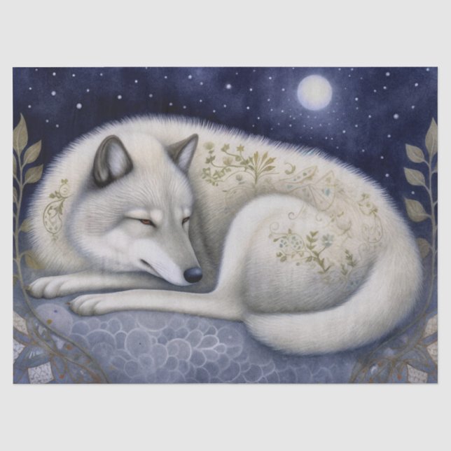 Papier Mousseline Art mystique du loup arctique Boho (Recto)
