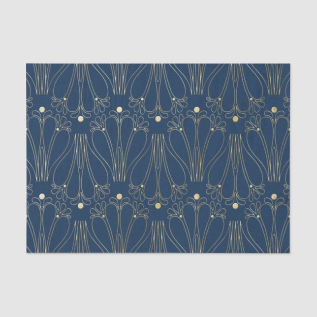 Papier Mousseline Art Nouveau. Bleu. (Recto)