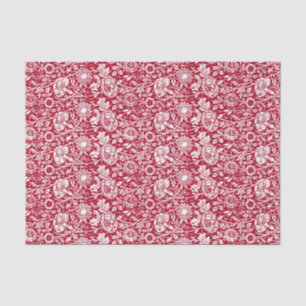 Papier Mousseline Art Nouveau Carnation Damask, rouge et blanc