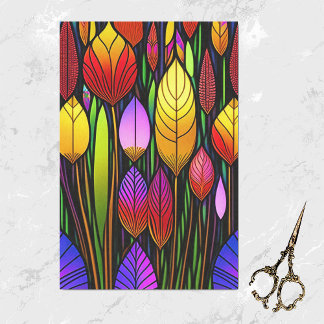 Papier Mousseline Art Nouveau Cattails Colorés Art