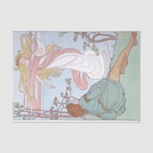 Papier Mousseline Art Nouveau Femme Homme Couple Découpage
