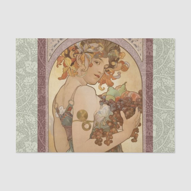 Papier Mousseline Art Nouveau Femme Mucha Belle (Recto)