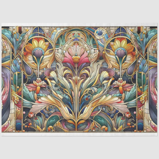 Papier Mousseline Art Nouveau Floral Decoupage Tissue Paper (Recto)