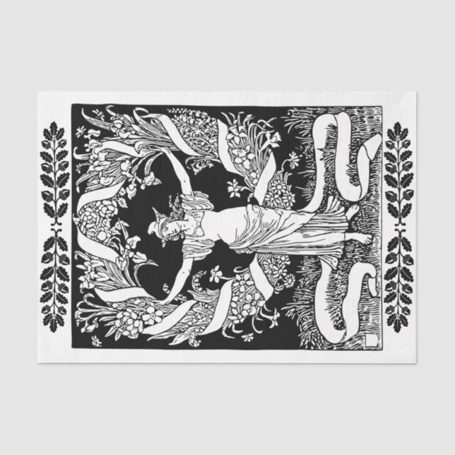 Papier Mousseline Art Nouveau Lady 17 Découpage Tissu Papier (Recto)