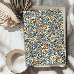 Papier Mousseline Art nouveau Morris ivoire cuivre pastel bleu fleur