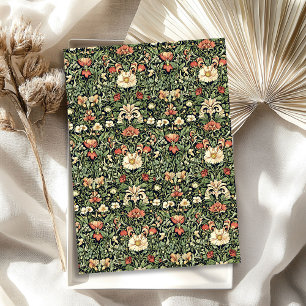 Papier Mousseline Art nouveau Morris pastel vert pêche fleur brun