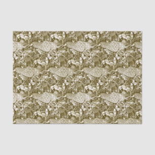 Papier Mousseline Art Nouveau Peacock Imprimer, Brown et crème