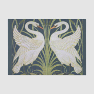 Papier Mousseline Art Nouveau Swan Deux Swans