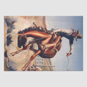 Papier Mousseline Art occidental "Bucking Bronco" par Will James