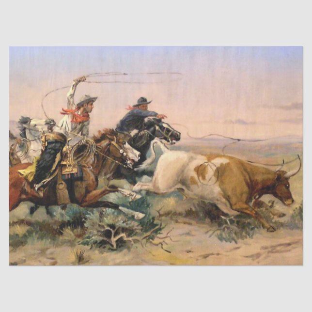 Papier Mousseline Art occidental "Herd Quitter" par Charles M Russel (Recto)