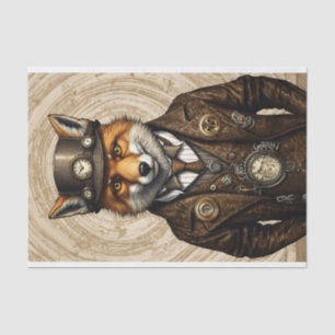 Papier Mousseline Art Steampunk Fox Vintage unique