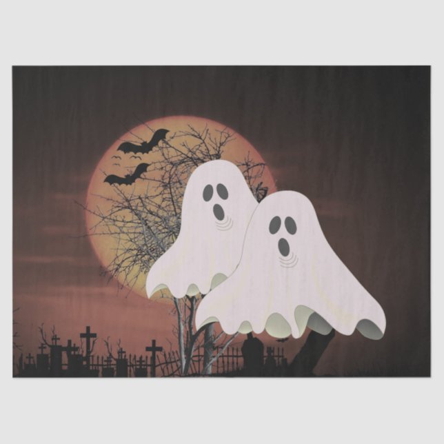 Papier Mousseline Artisanat de découpage éffrayant Halloween Ghosts (Recto)