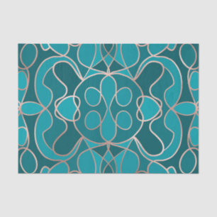 Papier Mousseline Artsy moderne bleu Rose or géométrique