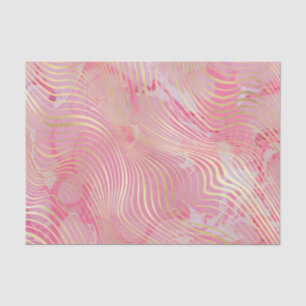 Papier Mousseline Artsy moderne rose or rayures courbes Marbre