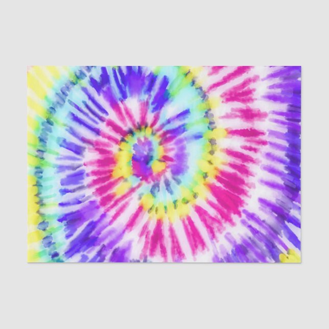 Papier Mousseline Artsy Neon Rainbow Tie Dye Motif d'aquarelle (Recto)
