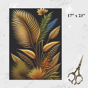 Papier Mousseline Artwork de roseaux d'or tropicaux