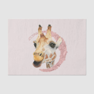Papier Mousseline Assez dans la peinture rose d'aquarelle de girafe