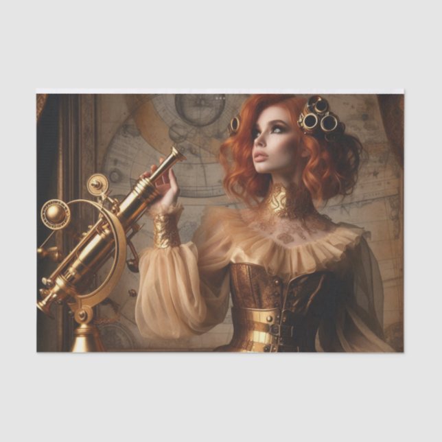 Papier Mousseline Astronome Or Steampunk Découpage victorienne (Recto)