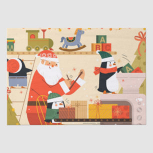 Papier Mousseline Atelier de jouets père Noël Noël