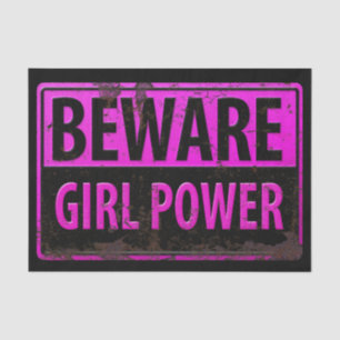 Papier Mousseline ATTENTION Girl Power - Métal Noir Rose Panneau de