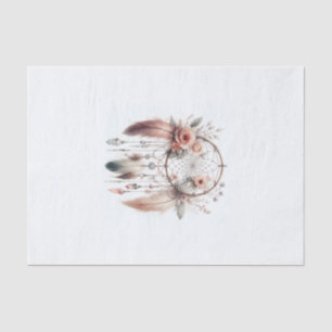 Papier Mousseline Attrape-rêves bohème à plumes cristal floral