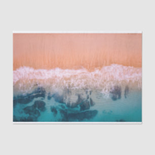 PAPIER MOUSSELINE AU BORD DE LA MER AVEC VAGUES DE MER BLEUES PAR JO