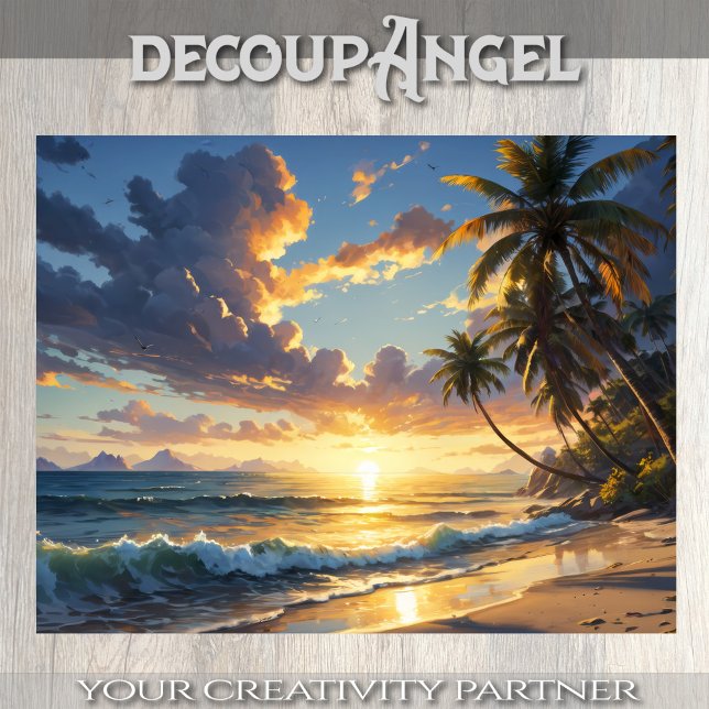 Papier Mousseline Au bord de la mer calme - Découpage - (Créateur téléchargé)