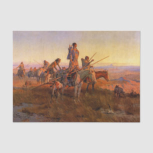 Papier Mousseline "Au réveil des chasseurs de buffles" de Charles Ru
