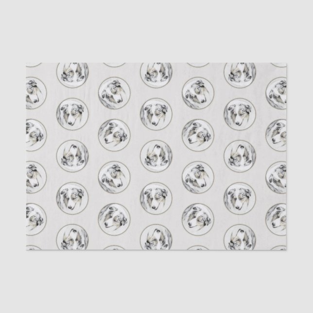 Papier Mousseline Australian Shepherd Peinture Blue Merle Dog Art (Recto)