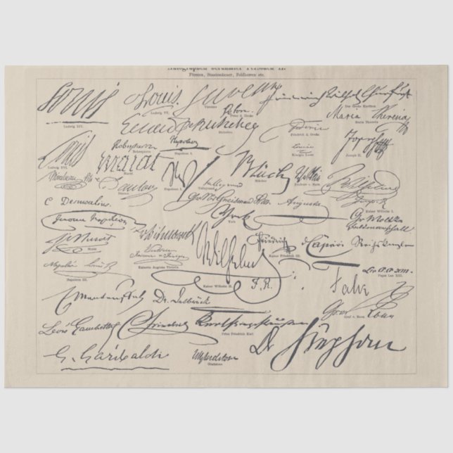 Papier Mousseline Autographes de personnages célèbres II Script (Recto)