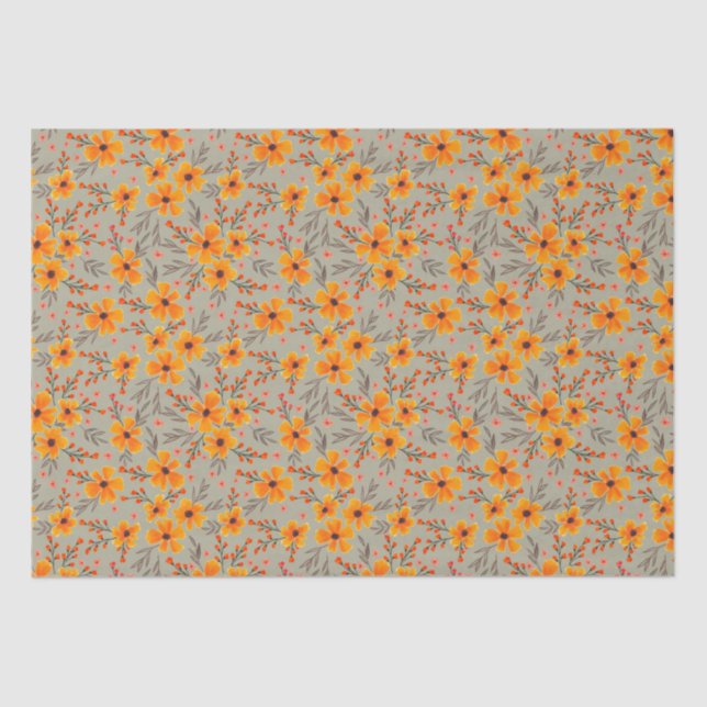 Papier Mousseline Automne Automne Floral Motif Sage Vert (Recto)