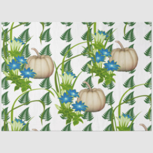 Papier Mousseline Automne automne Thanksgiving White Citrouilles Flo
