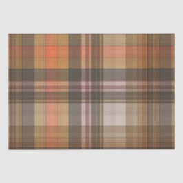 Papier Mousseline Automne Brown et Orange Plaid